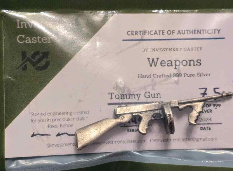 Silver Hand Poured Bar Tommy Gun