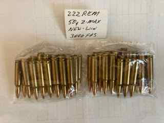 Ammo .222 Rem , 50gr Z-max Win , 25 rds , $20.00