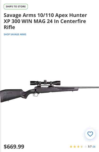 Savage 110 Apex Hunter XP .300WinMag with ammo