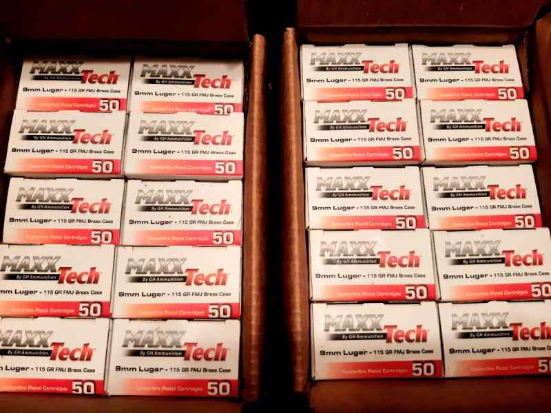 Maxxtech 9mm 115gr FMJ 2,000 rounds