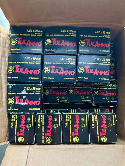 7.62x39mm 122GR HP Steel Case TulAmmo 540 rounds 