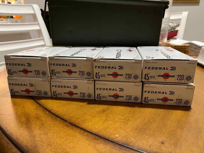 400 rounds of .45 ACP Federal 230 grain FMJ Ammo