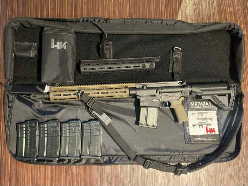 HK MR762 A1–5 mags,Geissele trigger,Xtra handguard