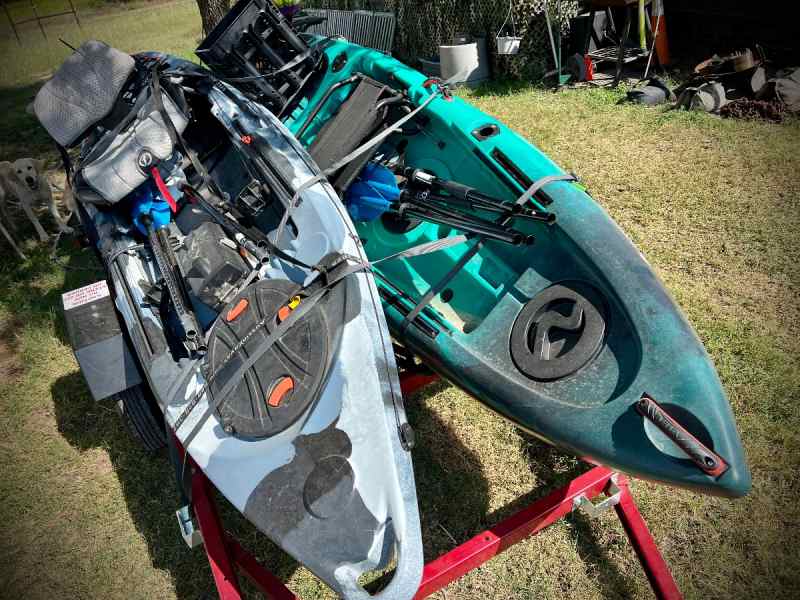 WTT 2 fishing kayaks with trailer for firearms 