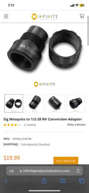 Sig Mosquito to 1/2-28 RH Conversion Adapter