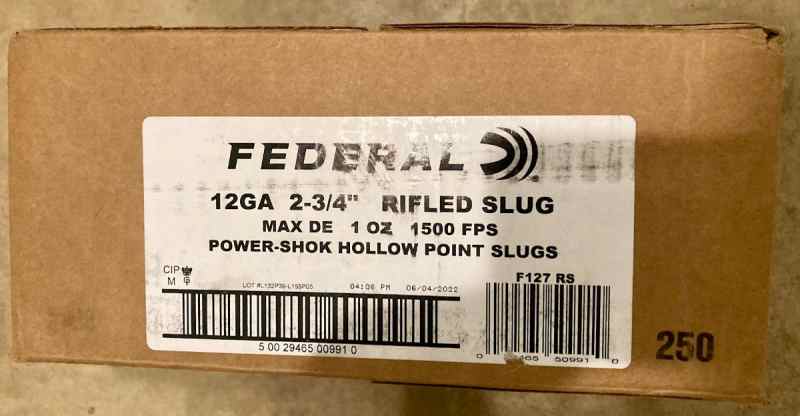 Federal Power-Shok 12GA Rifled Slugs 500 rounds