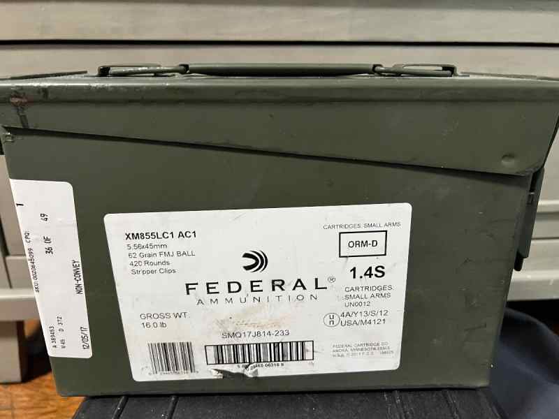 Federal fmj  556-223 ammo metal  can 420 rounds